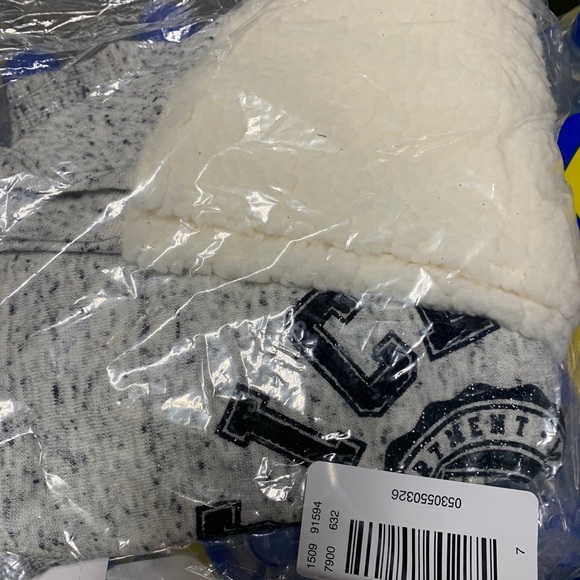 NEW JUSTICE LOGO SHERPA SLEEVE HOODIE - Picture 2 of 2